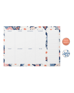 Weekly Planner Pad Navy Daisy