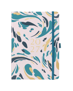 A5 Day a Page Diary 2027 Pink Marble