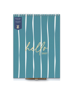 Family Wall Planner Calendar 2027 Teal Stripe
