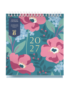 Desktop Calendar 2027 Teal Floral