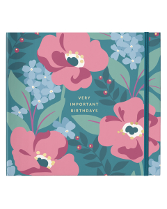 Birthday Card Book Teal Floral