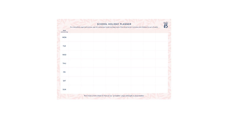 School Holiday Planner - Breezy Blossoms Image