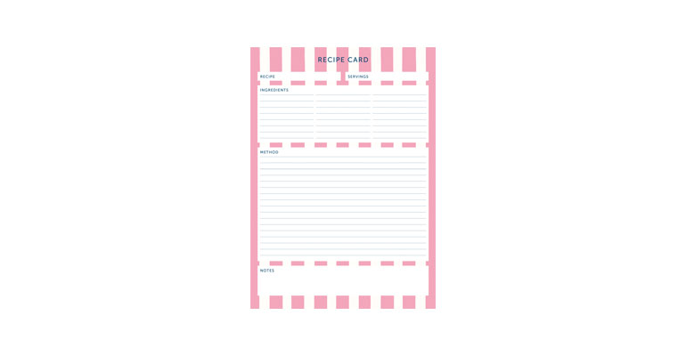 Recipe Card - Pink Stripe Image
